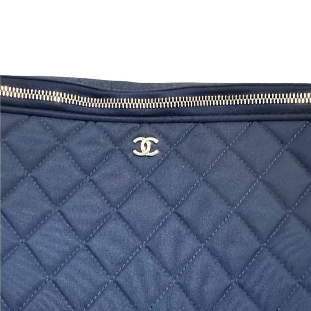Chanel extra large zip around canvas clutch